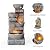 HIONJIN Cascading Bowls and Stacked Stones LED Outdoor Water Fountain for Outdoor Living Spaces
