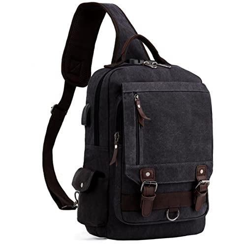 Canvas Messenger Bag Crossbody Shoulder Backpack Sling Bag Rucksack Daypack Casual Travel