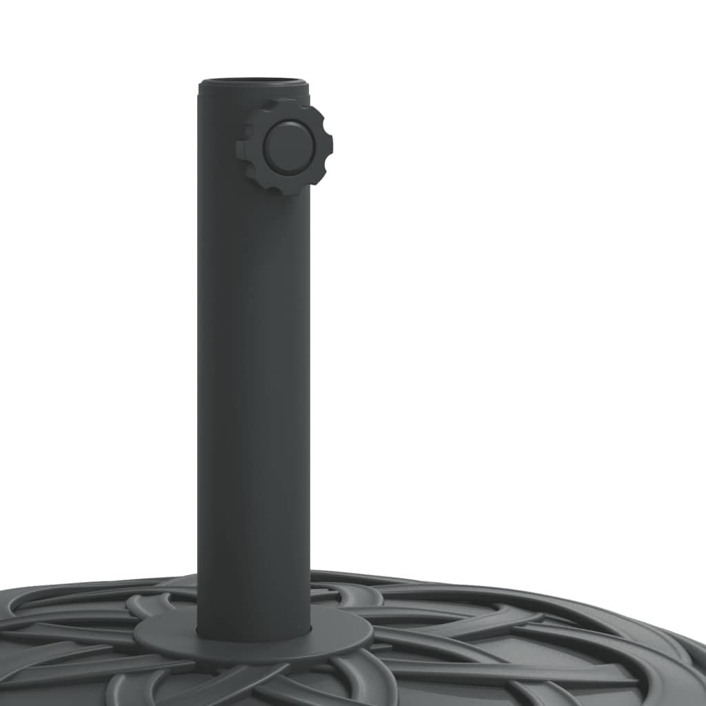 Supporto per ombrellone nero con motivo curvo, peso 12 kg, per palo Ø 38/48 mm, stabile base per ombrellone in PE e cemento, adattatore incluso per balcone, terrazza, giardino, patio e