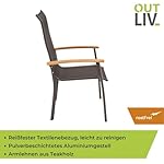 OUTLIV. Alpha Gartenstuhl mit Teak-Armlehnen Anthrazit