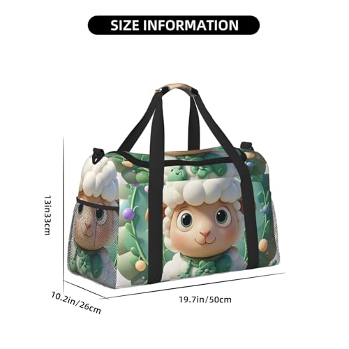 Cute Cartoon Sheep Travel Duffel Bag Lightweight Waterproof Carry On Tote Bag Foldable Weekender Overnight Bags Sport Gym Bag For Women Men4