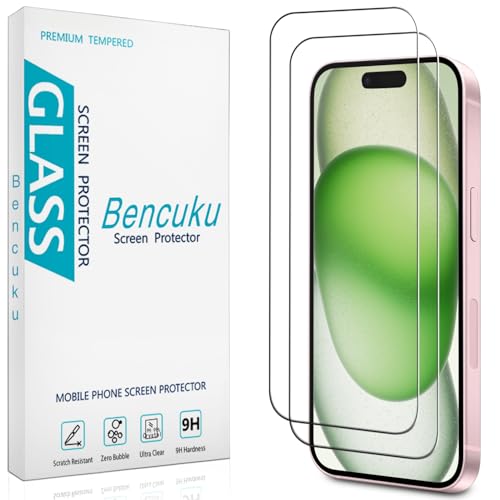 Bencuku (2 Pack) Tempered Glass for iPhone 15 Plus 6.7 inch Screen Protector, Easy to Install,...