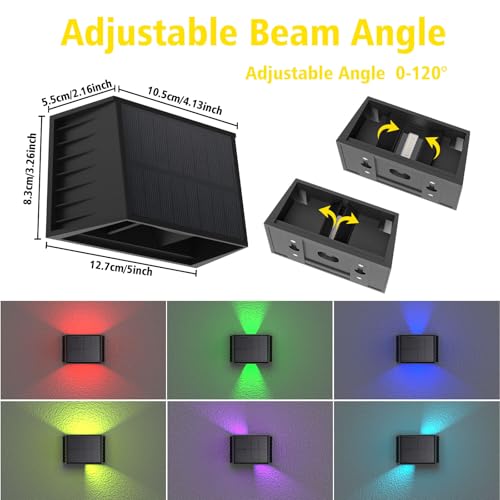 Apliques Solares para Exterior Ajustable RGB Iluminación Impermeable Pared Jardín 4