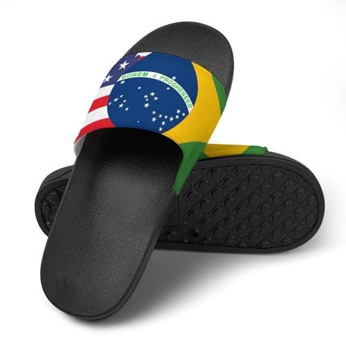 Brazil U.S. Friendship Flag House Sandals Non-Slip Bathroom Slippers Beach Summer Shoes for Men Women4
