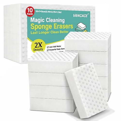 Heavy Duty Magic Sponges Cleaning Eraser Large Size 10 Pack, 2X Compressed Melamine Sponge Cleaner, Melamine Foam All Purpose Cleaning Pads, Stain Remover for Home Kitchen Bathroom Sneaker Car