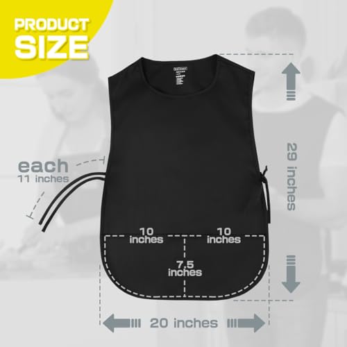 ROTANET Cobbler Apron for Women Men with 2 Pockets Waterproof Art Smock Aprons Black for Painting Hairstylist Cleaning Adults
