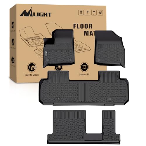 Image of Nilight TPE Floor Mats for Chevy Traverse 8 Seats 2nd Row Bench Seat | 2018 2019 2020 2021 2022 2023 2024 2025 All Weather Custom Fit Heavy Duty Floor Liners