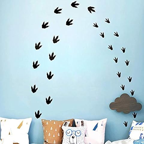 Easma Dinosaur Footprints Wall Decals (50pcs) 5size Dinosaur Tracks Decals Dinosaur Decor Baby Nursery Decals Removable Peel and Stick Vinyl Decals Cover