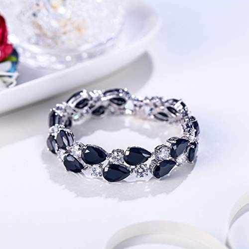 EVER FAITH Gorgeous Cubic Zirconia Birthstone Elegant Dual Layer Tear Drop Wedding Prom Tennis Bracelet for Women3