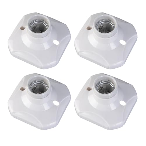 Douilles à Visser E27 - Lot de 4 Douilles E27 250 V - Douilles de Plafonnier - Douilles d'Ampoules LED en Céramique - Adaptées aux Appliques Murale Intérieures, aux Plafonds de Garage et d'Atelier