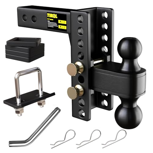 TIROL Adjustable Trailer Hitch - Fits 2 Inch Receiver, 6''