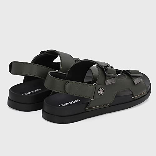 Image of Centrino Men's Durable Flip Flops, Sturdy Grip, EVA Sole & Cushioned Footbed, Hook & Loop Straps Beach Sandals - For Travel, Walking Slippers (6333)
