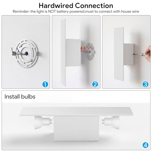 Image of Tipace Hardwired White Wall Sconces,3000K Modern Wall Lights Led Indoor Wall Wall Mount Light for Bedroom,Living Room, Hallway,GU10 Bulbs Included,2 Pack