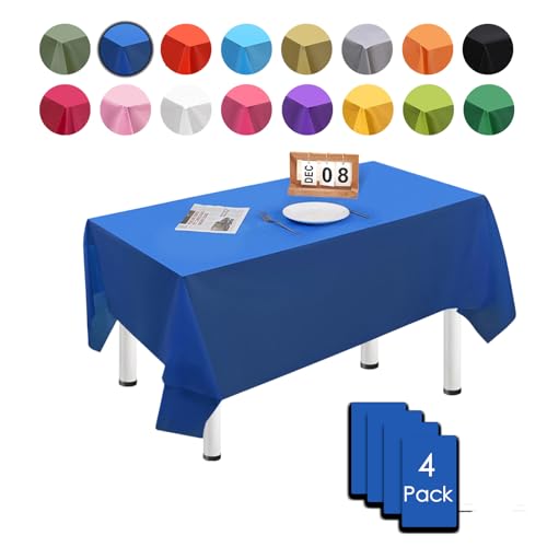 MORAINJAY 4 Pièces Bleu Foncé Nappes Jetables,137x274cm Nappe de Table Rectangulaire, Nappes Imperméables pour Anniversaire,Picnic,Exterieur,Jardin,Mariage, Noël
