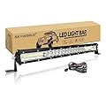SKYWORLD 20Inch180W Led Light Bar Dual Row 7D Spot Flood Combo Beam Work Lights Bar LED Pods Fog Lights 6000K Offroad Driving Lamp for Trucks Car ATV SUV 4X4 4WD with Wiring Harness 1set
