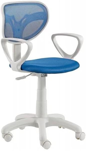 Adec - Touch, Swivel desk chair, office chair, Blue and White Color, Measures 54 cm (width) x 93-105 cm (height) x 54 cm (depth)