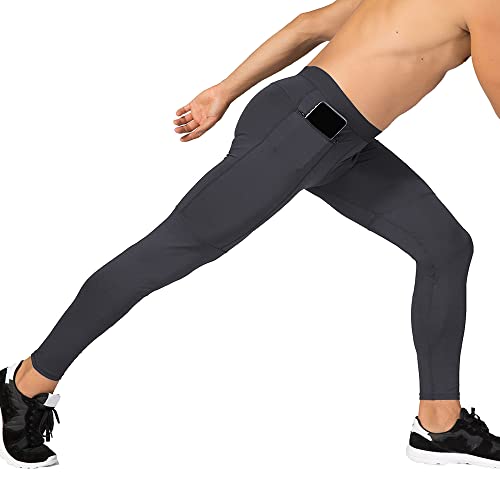 Wragcfm Compression Tights Men,Mens Leggings Yoga Pants Workout Running Sports Basketball Biker Leggings Compression Tights For Men With Pockets Grey,Xl #TOP3