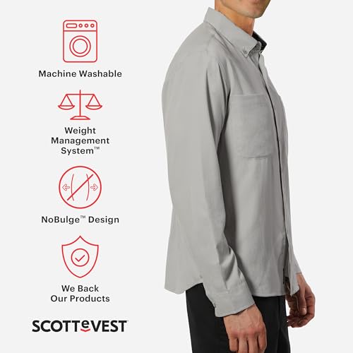 SCOTTeVEST Adventurer Long Sleeve Shirt for Men - 6 Hidden Pockets - Quick Dry Button Down for Travel & More2