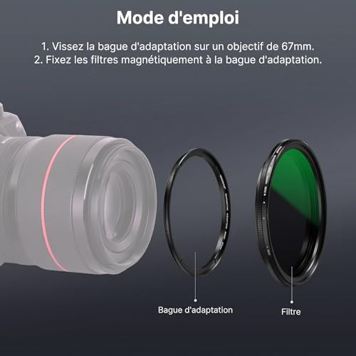 Kit filtres magnétiques 67mm NEEWER diffuseur noir CPL et ND variable