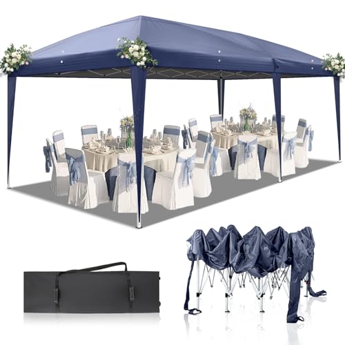 LEADZM Tonnelle de Jardin Pliante,3x6m,Imperméable,Pop-Up,3 Hauteurs Réglables, Protection UV 50+,Tente de Fête,Structure en Acier,pour Jardin,Fête,Bleu