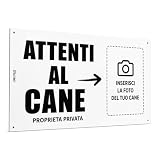 Lovelytiles Cartello Attenti al Cane Personalizzato con Foto – Targa Proprietà Privata in ...