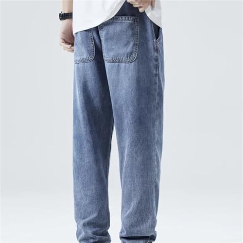 Men's Spring Fall Jeans – Soft Thin Loose Denim Pants, Elastic Waist Drawstring Casual Trousers4