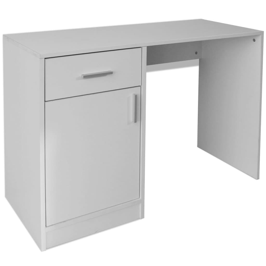 vidaXL Escritorio con Cajón y Armario Madera Contrachapada Blanco Mesa Oficina Ordenador