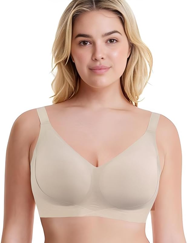 Women Wireless Bralettes Pullover Seamless Invisible Bra Full-Coverage Comfort T-Shirt Bra Plus Size S-XXL