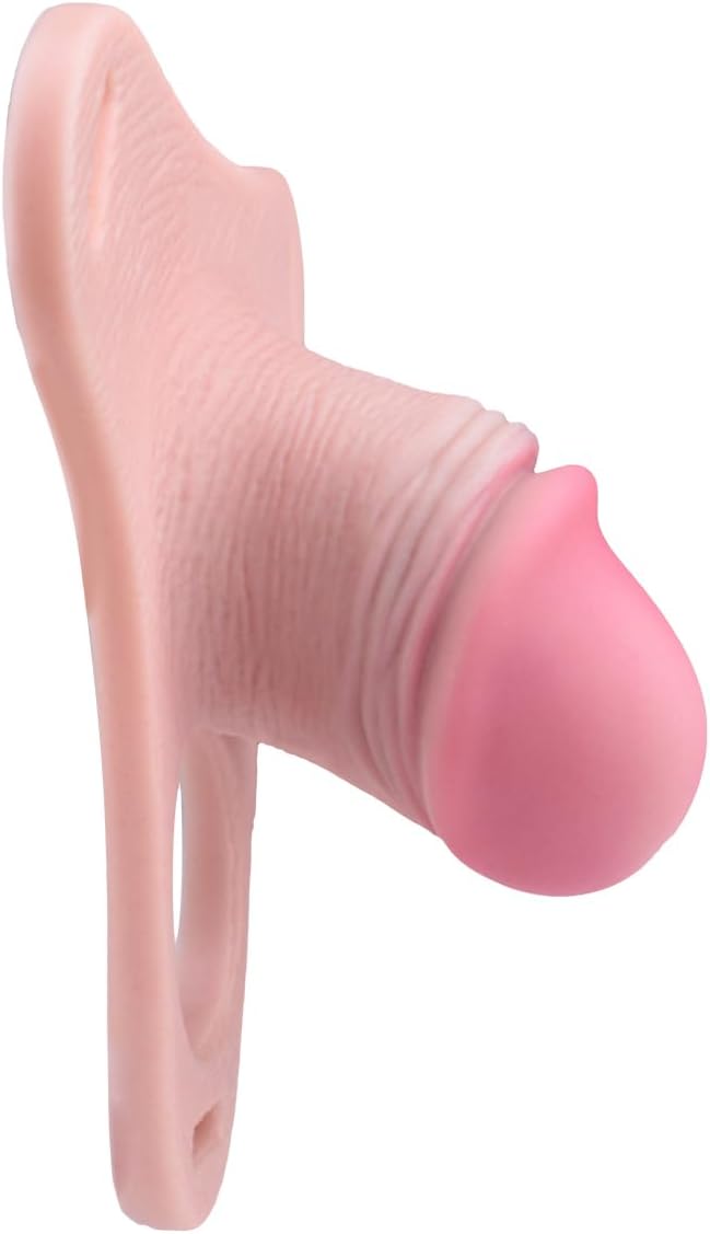 Pink Silicone Men Locked Cage Chastity Device, Soft Male Penis Chastity Cage Adult Sex Toy for Men