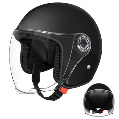Vesidoloy Cascos de Moto,Cascos de Moto eléctricos,Medios Cascos de Ligeros - con Lentes para Montar, Cascos con protección Solar, de Carreras Retro para niños, niñas y jóvenes