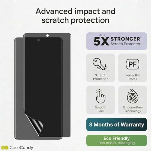 Image of Casecandy - (2 Pack Privacy Curved Screen Protector for OnePlus 13 Screen Size 6.82inch | OnePlus 13 Privacy Screen Guard Protector - HD /Easy Installation Kit
