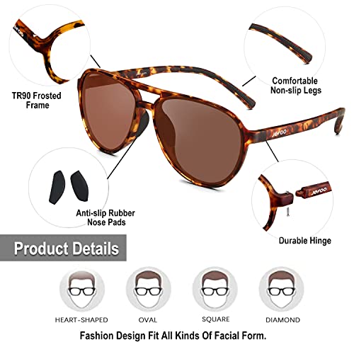 Image of Jefoo Polarized Aviator Sunglasses for Women Men Retro Trendy Sports Sunglasses for Outdoor UV400 Protection