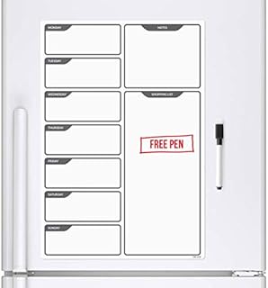 CKB LTD® Fridge Board Magnetic With Marker White Board & Pen - Drywipe Magnet Whiteboard Kitchen Memo Notice Board Large Daily Planner