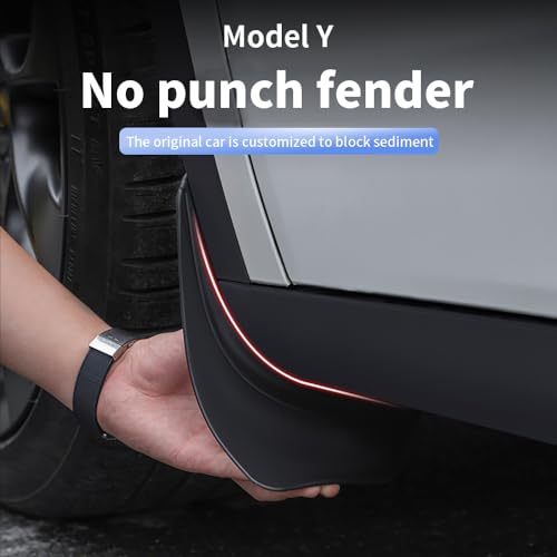Image of 2024 Upgrade Accessories,Tesla Model y Mud Flaps,Model y Mud Flaps for Model Y 2024 2023 2022 2021,No Drilling Required,Upgraded Flexible Mud Guards,Include Install Tools,Black (Set of 4)