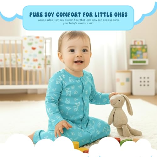 Image of Babysoy Unisex Baby Long Sleeve Gown Sleep Sack, Ultra Soft Nightgown, Newborn Reversible Mittens
