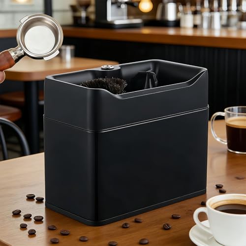 Glowdora Limpiador De Portafiltros De Café, Máquina De Limpieza De Portafiltros De 58 Mm, Incluye 2 Raspadores & 2 Cepillar, Electric Coffee Fil TER Holder Cleaning Machine Black