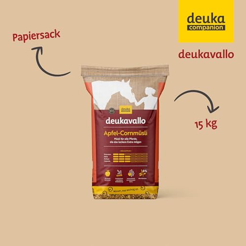 deukavallo Apfel-Cornmüsli 20 kg | Pferdemüsli | Pferdefutter | Eiweißreduziertes Pferdemüsli mit leckerem Apfel | Pferde Ergänzungsfutter…