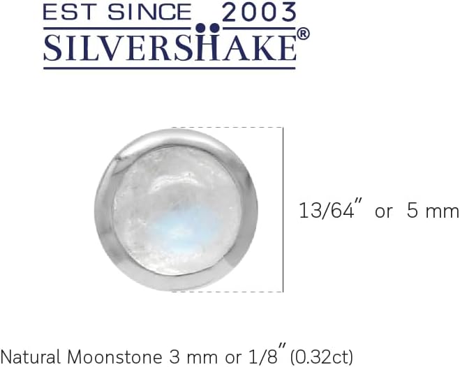 Silvershake 3MM Ultra Petite Bezel Set Cabochon Stone White Gold Plated or Yellow Gold Plated 925 Sterling Silver Second or Third Hole Minimalist Stud Earrings Jewelry for Girls Teen Women - Image 3
