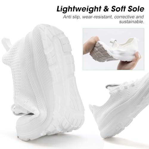 Image of ZOVE Wide Toe Box Shoes Women Extra Wide Width Sneakers Ultra Light Road Running Shoes Non-Slip Tennis Sneakers Breathable Walking Athletic 8803 White 40 Medium