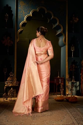 Image of SWORNOF Women's Banarasi silk Saree With Unstitched Blouse Piece