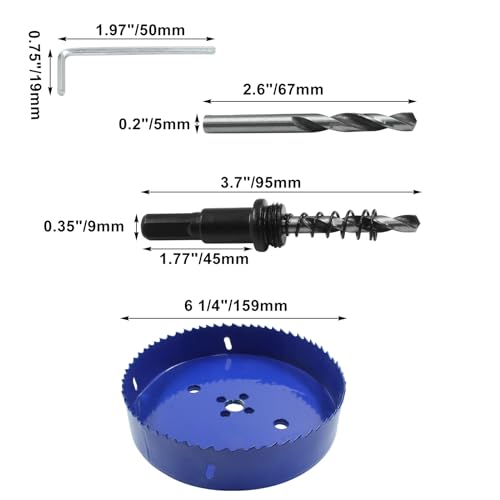 Image of Luomorgo 159mm /6 1 /4 inch Hole Saw, 1 1 /4 inch Cutting Depth | HSS Bi-Metal, Hole Cutter, For Wood Cornhole Boards Plastic Drywall & Metal Sheet