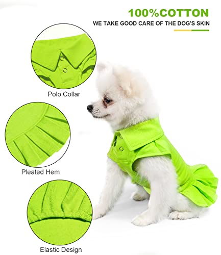 Topkins Dog Dress, Dog Polo Dresses For Small Medium Dogs Girl, Dog Sundress, Dog Wedding Dress, Dog Birthday Dress With Pleated Hem For Spring, Summer, Autumn (Green, Xs) #TOP2