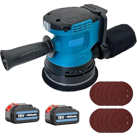 Brushless Cordless Orbital Sander with Batteries Cover