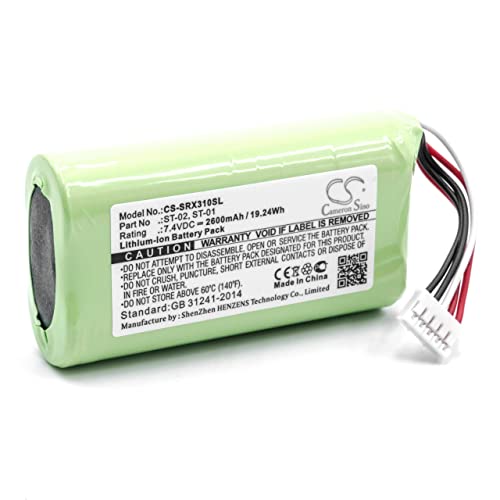 vhbw Batería Compatible con Sony SRS XB2, SRS XB20, SRS X3 Altavoces, Cajas acústicas (2600 mAh, 7,4 V, Li Ion)   Reemplaza Sony ST 01, ST 02