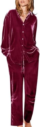 Ekouaer Velour Track Suits for Women Long Sleeve Pajama Set Casua...