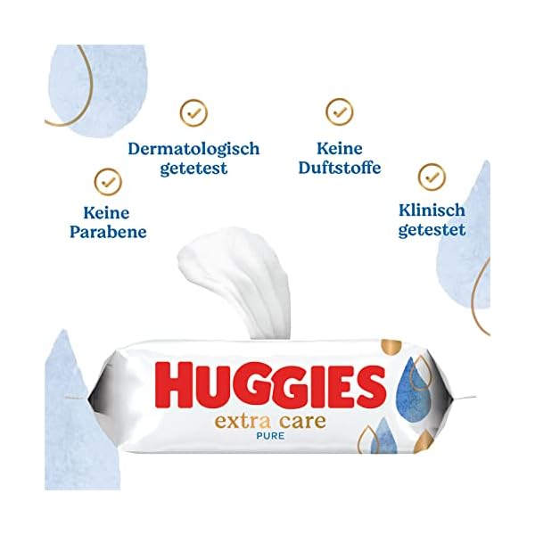 Huggies Pure Extra Care Baby-Feuchttücher, Für den ganzen Körper, 99 % reines Wasser, Parfümfrei, 8 x 56 Tücher… – Bild 7