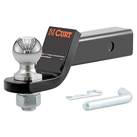 CURT 45036 Trailer Hitch Mount with 2-Inch Ball & Pin, Fits 2-in Receiver, 7,500 lbs, 2" Drop, GLOSS BLACK POWDER COAT Cover
