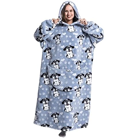 Ruiuzioong Oversized Hoodie,Hoodie Blanket Super Soft Warm Comfortable with Giant Pocket Super Cozy Wearable Blanket Hoodie,Sweatshirt Blanket for Women Men One Size Fit All (Big Ear Dog) Cover