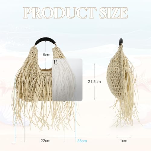 Bolso de playa GOKTOW con flecos tejido para mujer miniatura 4