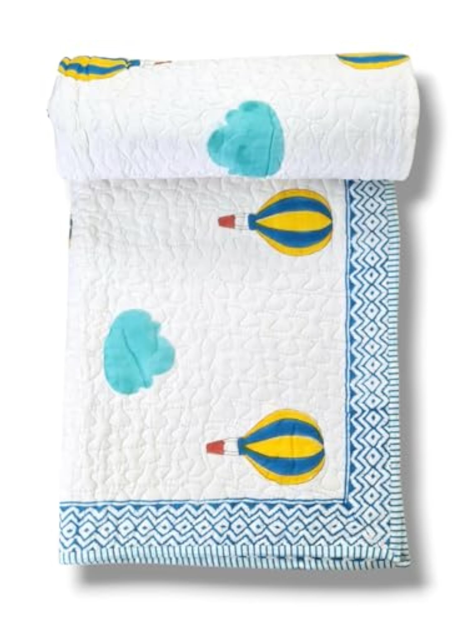 Reversible Kids Block Print Quilted Dohar Bedcover